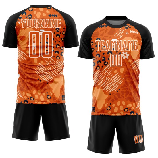 Uniform Jersey Orange Custom Bay Afrikanische Muster Sublimation Fußball Orange-Schwarz